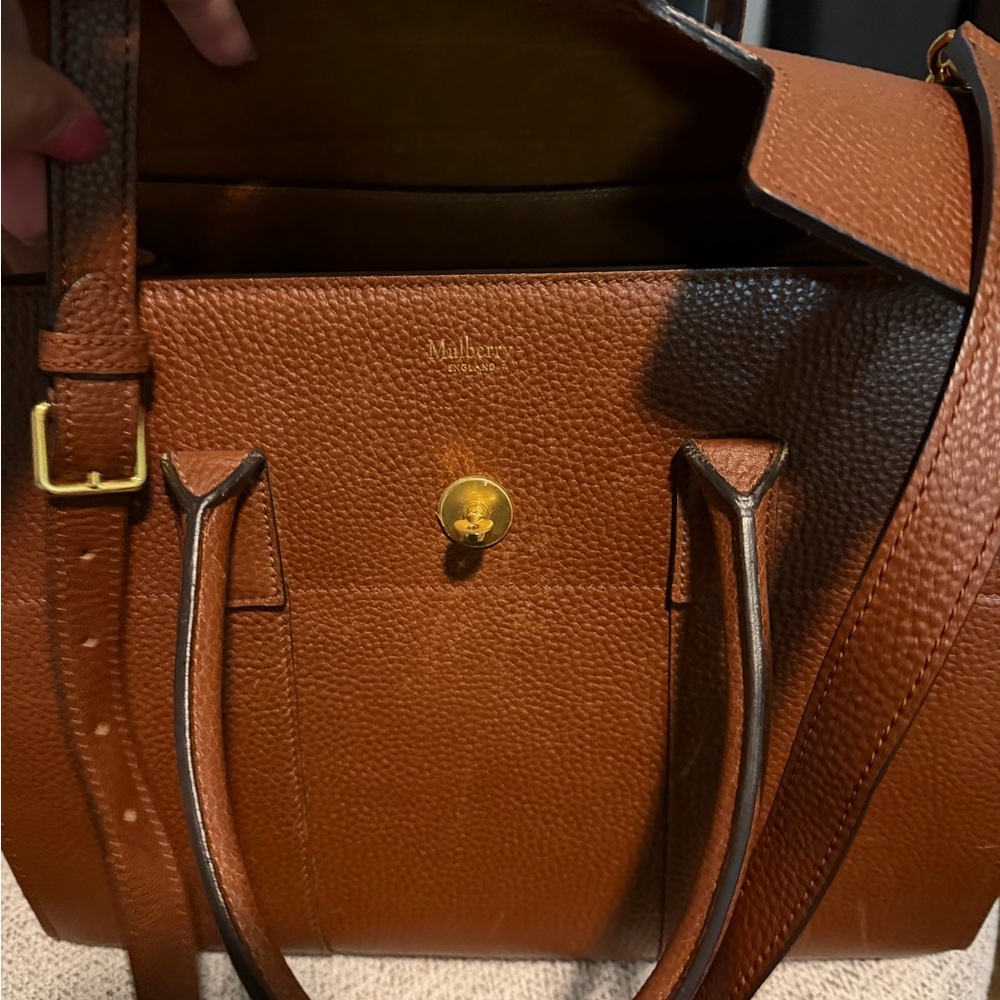 Mulberry Brown Pebbled Leather Top-Handle Satchel - Picture 4 of 8